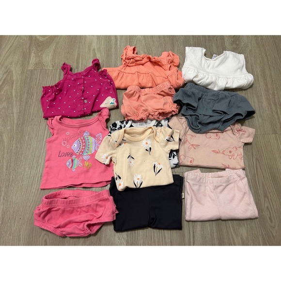 Carter's Other - Mixed Baby Girls 3M Bodysuits Rompers Sleepers Outfits Spring Lot